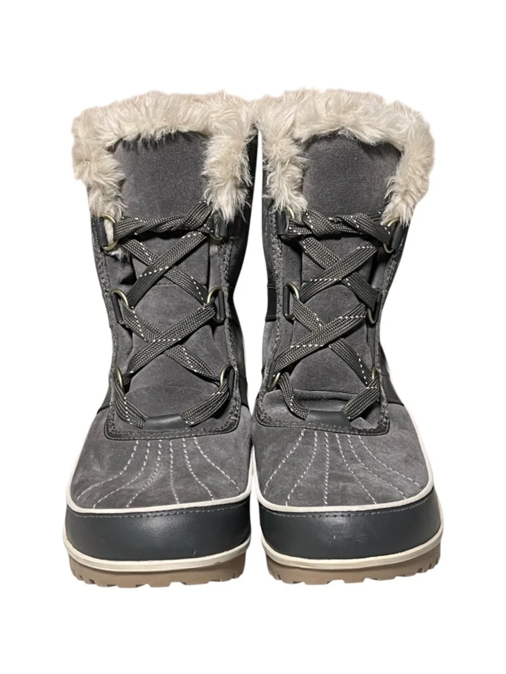 Sorel Tivoli II Waterproof Winter Boots Gray Faux Fur Womens 11